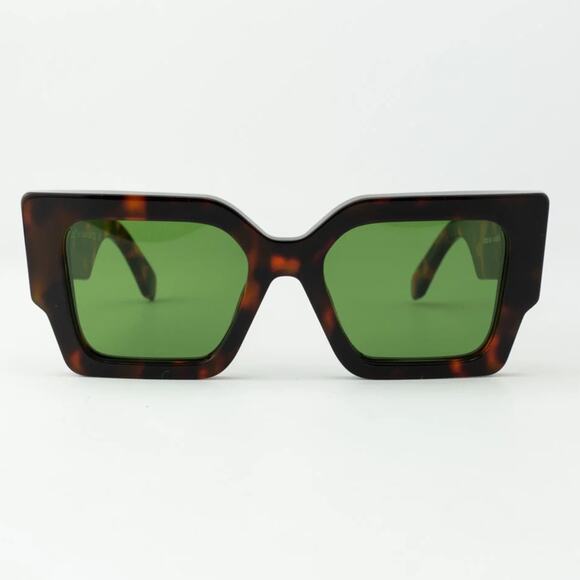 New! Off-White OERI128CATALINA 6055 Tortoise Shell Sunglasses with Green Lenses main image 8